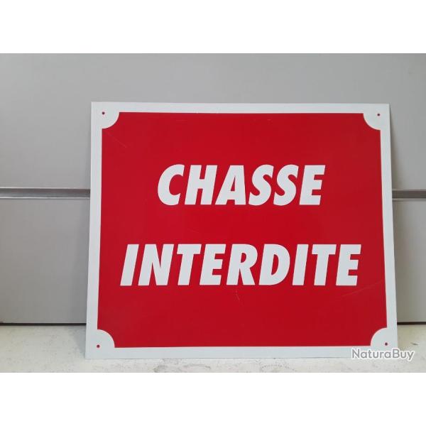 PANNEAU DE SIGNALISATION "CHASSE INTERDITE" ROUGE METAL