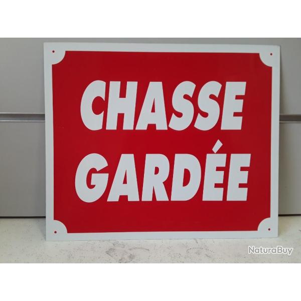 PANNEAU DE SIGNALISATION "CHASSE GARDE" ROUGE METAL