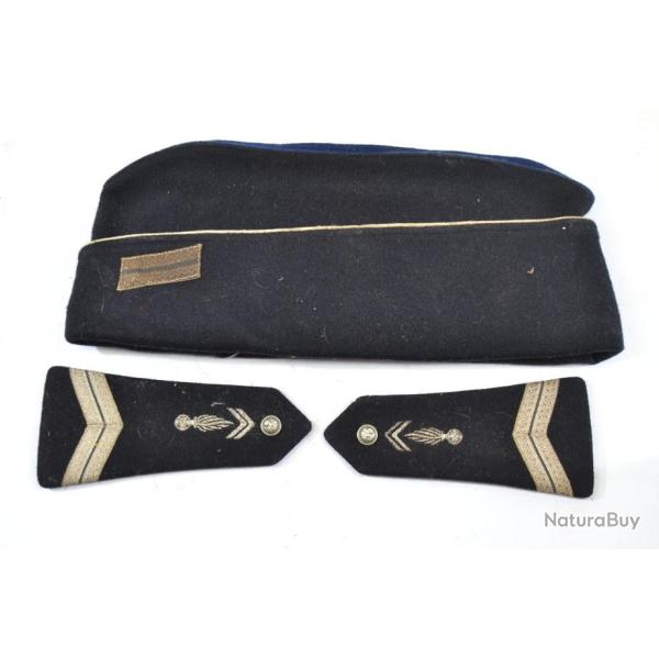 Calot Arme Franaise annes 1950 - 1960 - gendarme gendarmerie avec pates d'paules