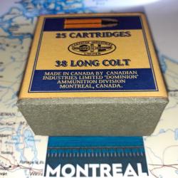 38 Long Colt (CIL Dominion): AU CHOIX;  Reproduction boite munitions (vide) CIL 8990227