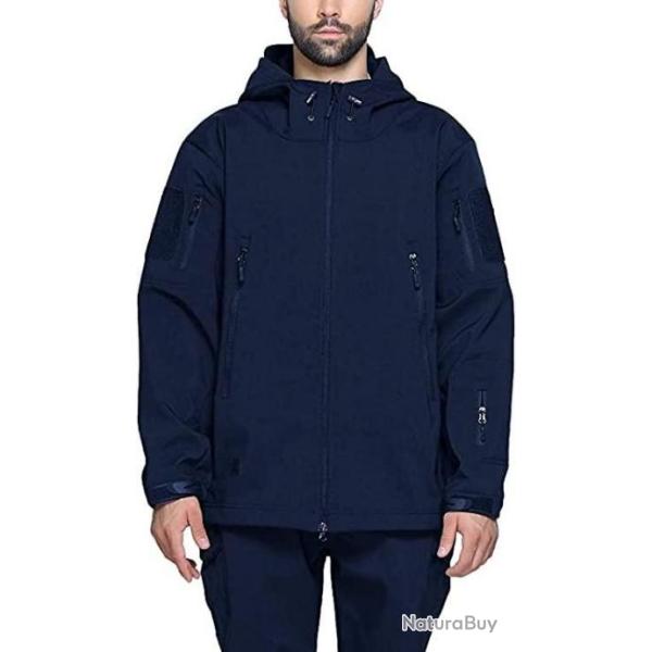 Veste tactique - Veste de chasse - Avec capuche - Etanche - Bleu - Livraison gratuite