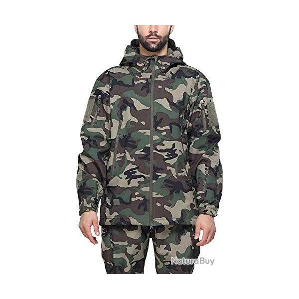 Veste tactique - Veste de chasse - Avec capuche - Etanche - Camouflage vert - Livraison gratuite