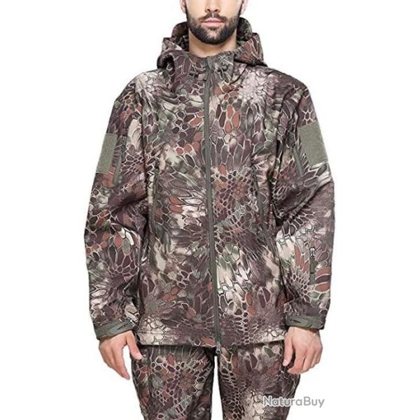 Veste tactique - Veste de chasse - Avec capuche - Etanche - Python gris - Livraison gratuite