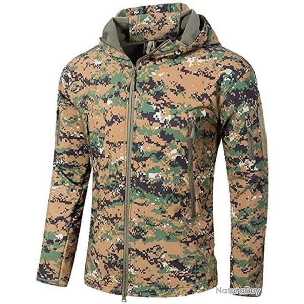 Veste tactique - Veste de chasse - Avec capuche - Etanche - Camouflage jungle - Livraison gratuite