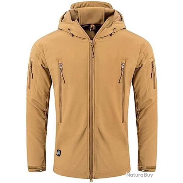 Veste tactique - Veste de chasse - Avec capuche - Etanche - Kaki - Livraison gratuite
