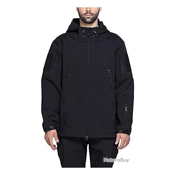 Veste tactique - Veste de chasse - Avec capuche - Etanche - Noir - Livraison gratuite