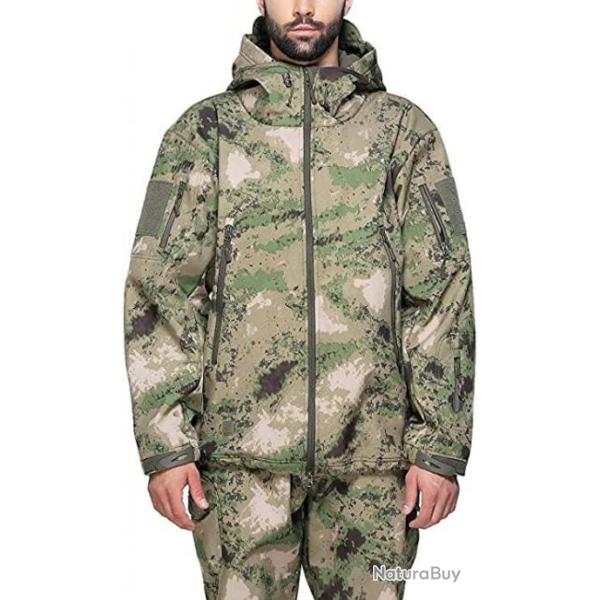 Veste tactique - Veste de chasse - Avec capuche - Etanche - Ruin vert - Livraison gratuite