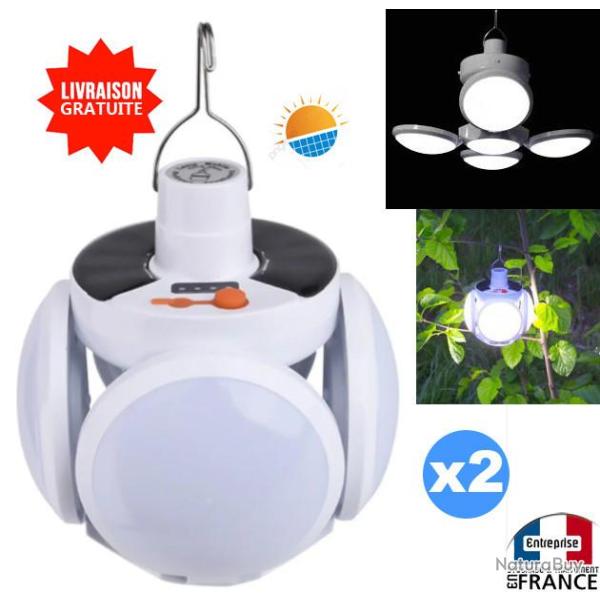 2 x Lampe  suspendre rechargeable au soleil solaire pour camping exterieur jardin