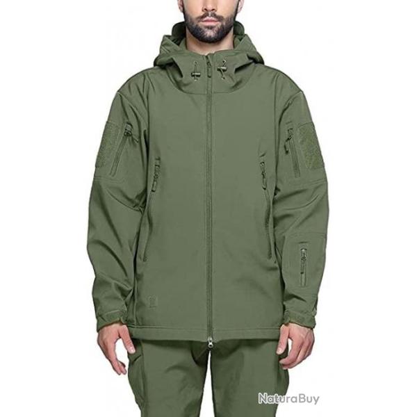 Veste tactique - Veste de chasse - Avec capuche - Etanche - Vert arm�e - Livraison gratuite