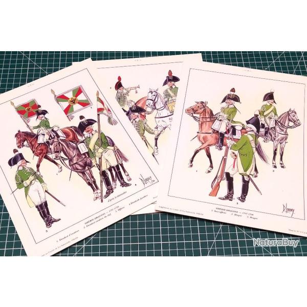 UNIFORMES DES DRAGONS DE SIB�RIE 1797/99, PLANCHES HORS TEXTE DES CARNETS DE LA SABRETACHE