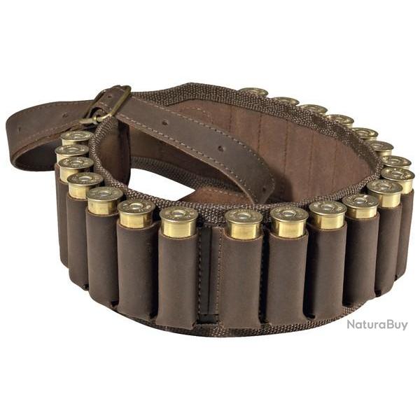 CARTOUCHI�RE EN CUIR VIEILLI GANS� 20 CARTOUCHES CAL. 20
