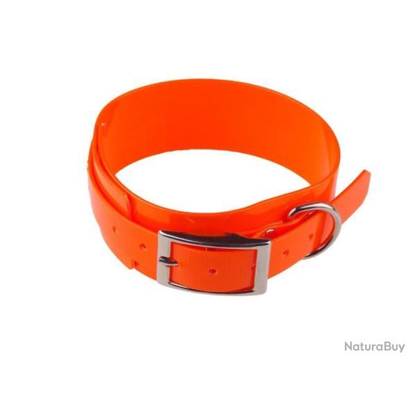 collier fluo large T3 - 50 mm x 60 cm orange - biothane - jokidog