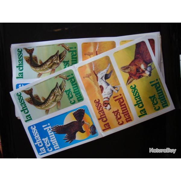 Autocollants UNFDC "la chasse c'est naturel"plaque de 4 en bon �tat