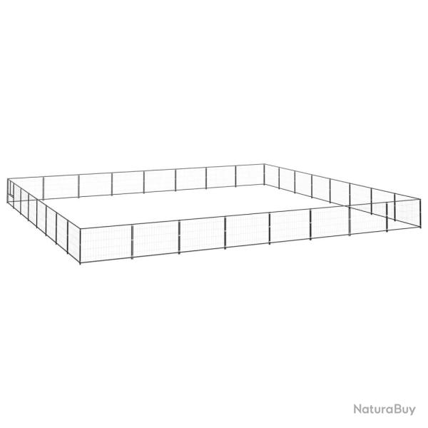 Chenil ext�rieur cage enclos parc animaux chien noir 64 m� acier 02_0000551