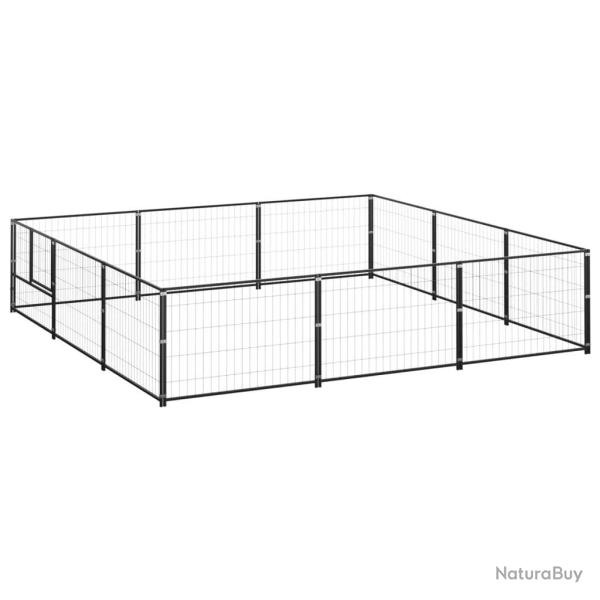 Chenil ext�rieur cage enclos parc animaux chien noir 9 m� acier 02_0000563