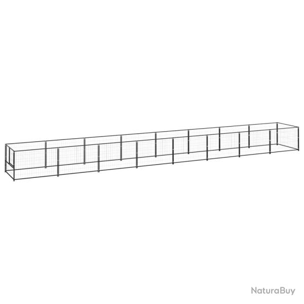 Chenil ext�rieur cage enclos parc animaux chien noir 8 m� acier 02_0000556