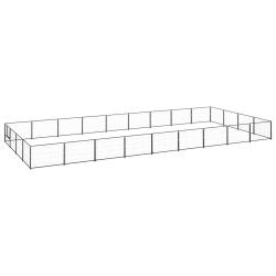 Chenil ext&eacute;rieur cage enclos parc animaux chien noir 36 m&sup2; acier 02_0000527