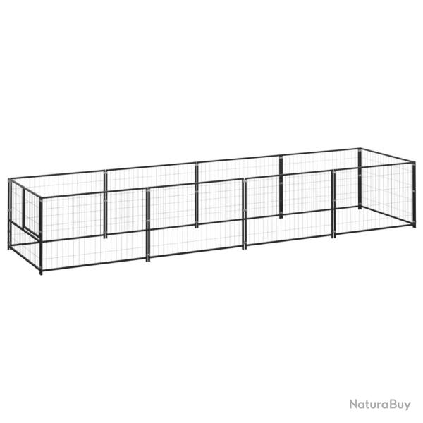 Chenil ext�rieur cage enclos parc animaux chien noir 4 m� acier 02_0000530