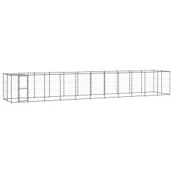 Chenil ext&eacute;rieur cage enclos parc animaux chien ext&eacute;rieur acier avec toit 26,62 m&sup2; 02_0000399