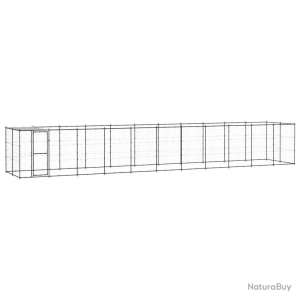 Chenil ext�rieur cage enclos parc animaux chien ext�rieur acier avec toit 26,62 m� 02_0000399