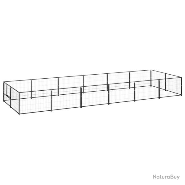 Chenil ext�rieur cage enclos parc animaux chien noir 12 m� acier 02_0000491