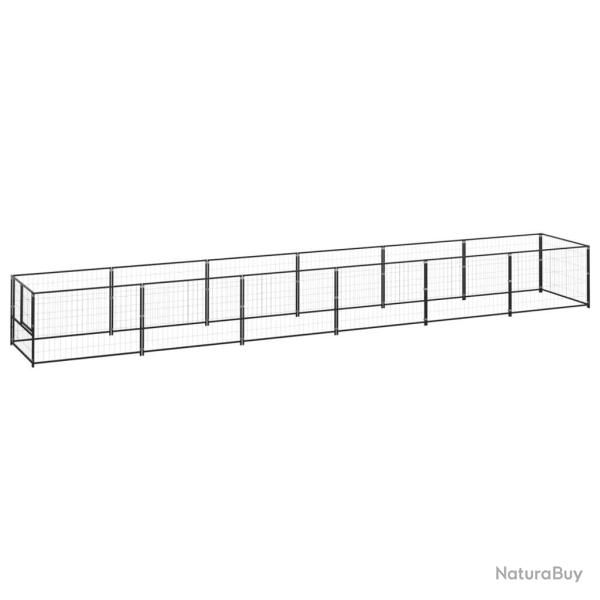 Chenil ext�rieur cage enclos parc animaux chien noir 6 m� acier 02_0000544