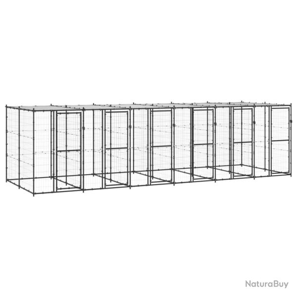 Chenil ext�rieur cage enclos parc animaux chien ext�rieur acier avec toit 14,52 m� 02_0000391