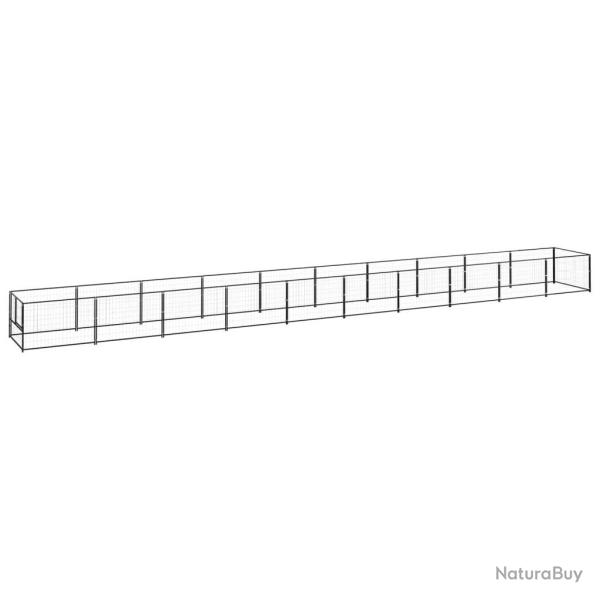 Chenil ext�rieur cage enclos parc animaux chien noir 10 m� acier 02_0000484