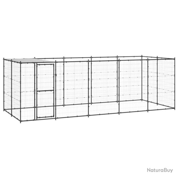 Chenil ext�rieur cage enclos parc animaux chien ext�rieur acier avec toit 12,1 m� 02_0000390