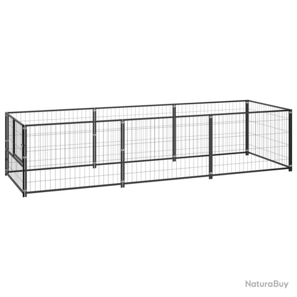 Chenil ext�rieur cage enclos parc animaux chien noir 3 m� acier 02_0000519