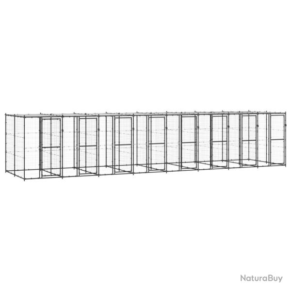 Chenil ext�rieur cage enclos parc animaux chien ext�rieur acier avec toit 19,36 m� 02_0000394
