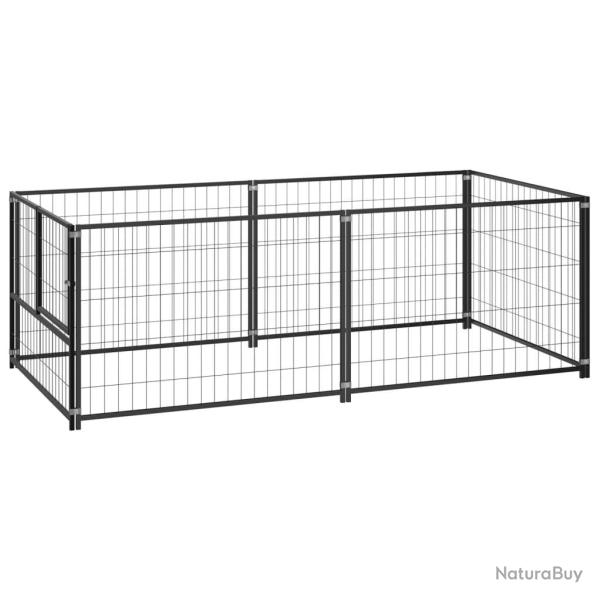 Chenil ext�rieur cage enclos parc animaux chien noir 200 x 100 x 70 cm acier 02_0000508