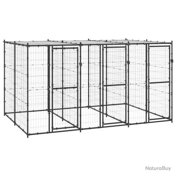 Chenil ext�rieur cage enclos parc animaux chien ext�rieur acier avec toit 7,26 m� 02_0000402