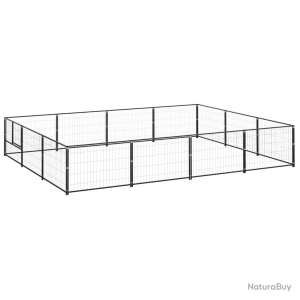 Chenil ext�rieur cage enclos parc animaux chien noir 12 m� acier 02_0000492