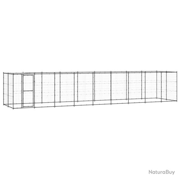Chenil ext�rieur cage enclos parc animaux chien ext�rieur acier avec toit 21,78 m� 02_0000396