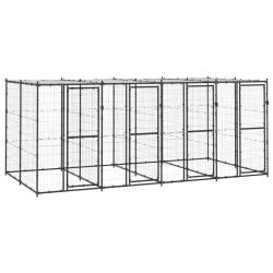 Chenil ext&eacute;rieur cage enclos parc animaux chien ext&eacute;rieur acier avec toit 9,68 m&sup2; 02_0000404