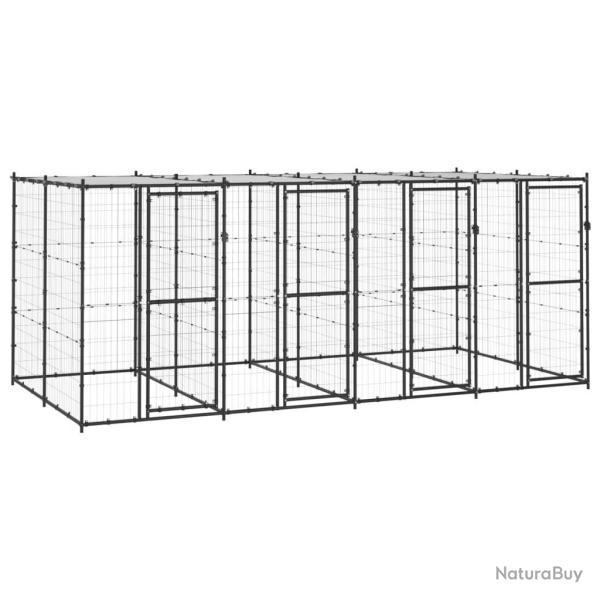 Chenil ext�rieur cage enclos parc animaux chien ext�rieur acier avec toit 9,68 m� 02_0000404