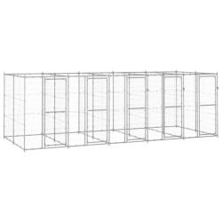 Chenil ext&eacute;rieur cage enclos parc animaux chien ext&eacute;rieur acier galvanis&eacute; 12,1 m&sup2; 02_0000405