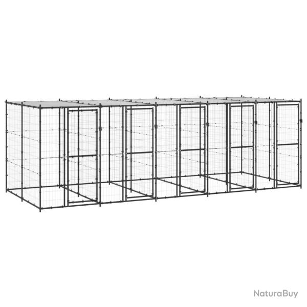 Chenil ext�rieur cage enclos parc animaux chien ext�rieur acier avec toit 12,1 m� 02_0000389