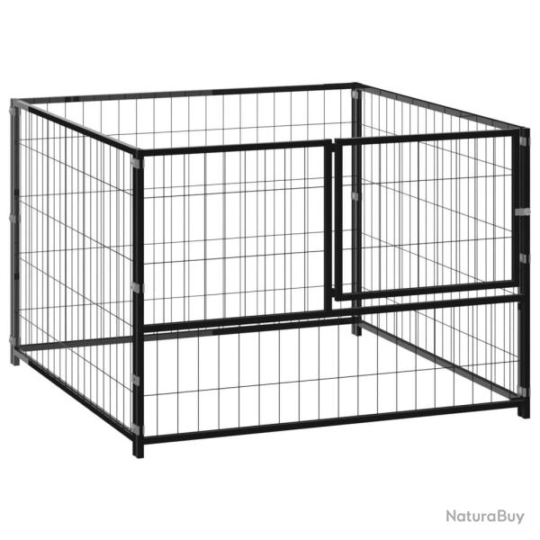 Chenil ext�rieur cage enclos parc animaux chien noir 100 x 100 x 70 cm acier 02_0000489