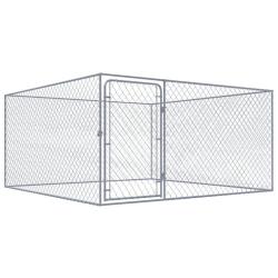 Chenil ext&eacute;rieur cage enclos parc animaux chien ext&eacute;rieur pour chiens acier galvanis&eacute; 2 x 2 x 1 m 0