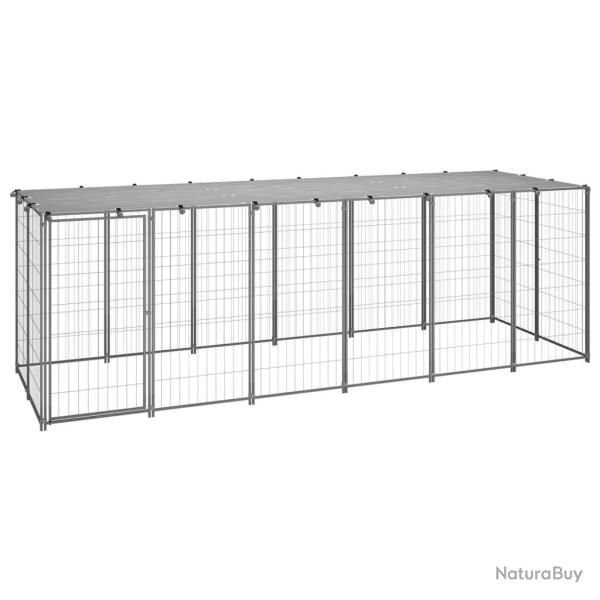 Chenil ext�rieur cage enclos parc animaux chien argent� 330 x 110 x 110 cm acier 02_0000270