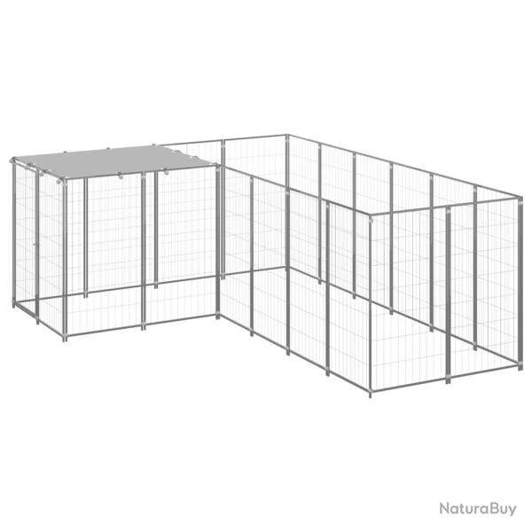 Chenil ext�rieur cage enclos parc animaux chien argent� 4,84 m� acier 02_0000278