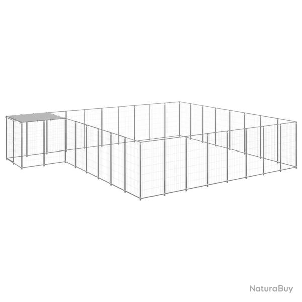 Chenil ext�rieur cage enclos parc animaux chien argent� 20,57 m� acier 02_0000252