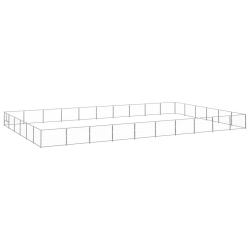 Chenil ext&eacute;rieur cage enclos parc animaux chien argent&eacute; 60 m&sup2; acier 02_0000294