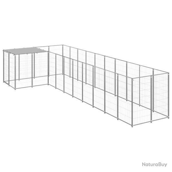 Chenil ext�rieur cage enclos parc animaux chien argent� 7,26 m� acier 02_0000298