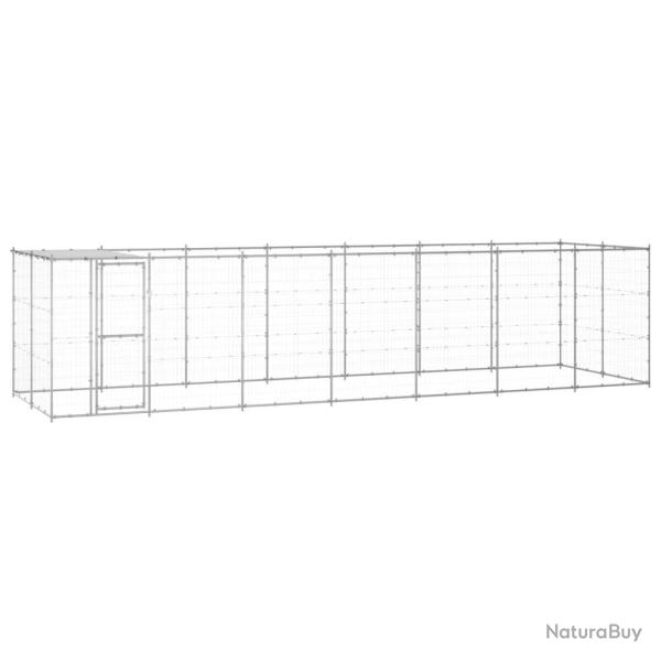Chenil ext�rieur cage enclos parc animaux chien ext�rieur acier galvanis� avec toit 16,94 m� 02_000