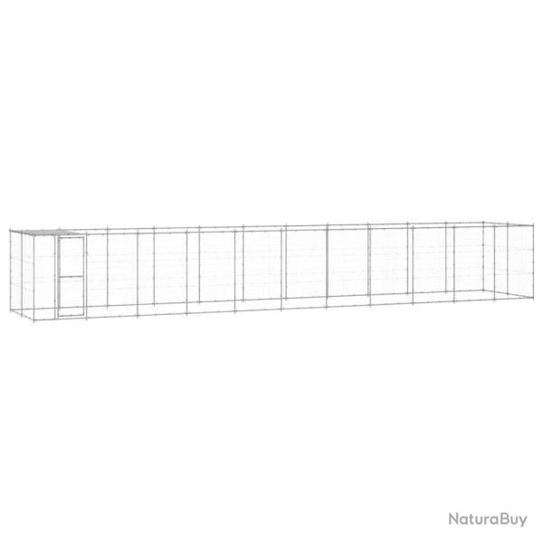 Chenil ext�rieur cage enclos parc animaux chien ext�rieur acier galvanis� avec toit 26,62 m� 02_000
