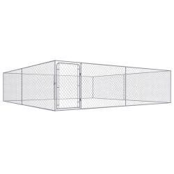 Chenil ext&eacute;rieur cage enclos parc animaux chien ext&eacute;rieur pour chiens acier galvanis&eacute; 4 x 4 x 1 m 0