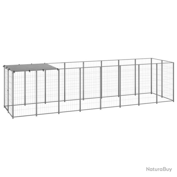 Chenil ext�rieur cage enclos parc animaux chien argent� 4,84 m� acier 02_0000277